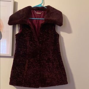 Women's Burgundy Faux Fur Vest
